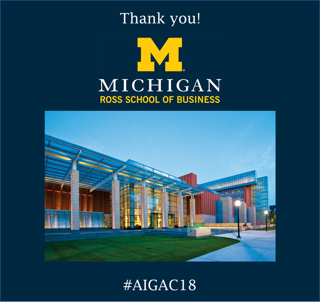 OfficialAIGAC's tweet photo. Next, we’ll visit @MichiganRoss where we’re looking forward to learning about how they are building a better world through business. Thank you, Ross! #GoBlue #AIGAC18 https://t.co/gA6TLsljiE