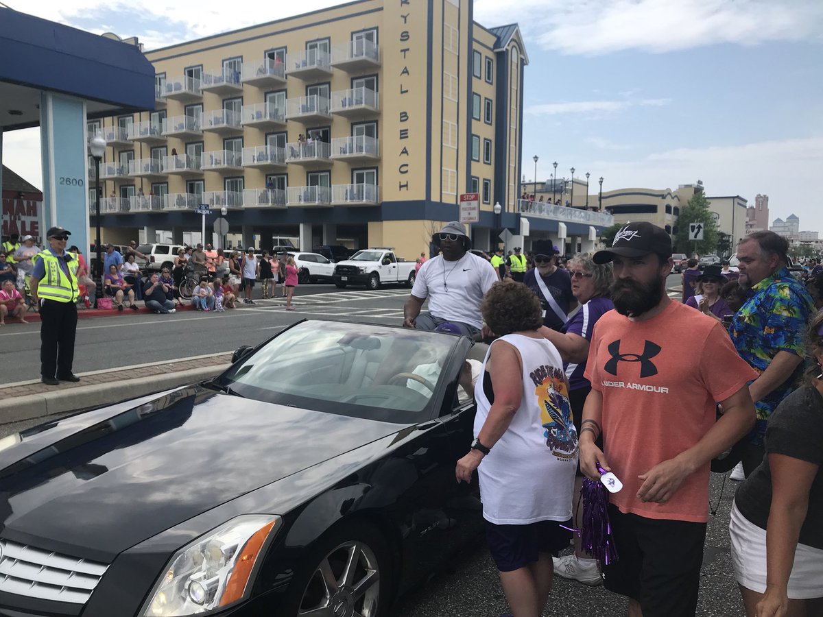 98Rock's tweet photo. Our boys @jss98rock and @KeithMills1090 at the Ravens Roosts parade in Ocean City. #beachbash98 #beachbash #ravensflock #flocktothebeach https://t.co/TMHIIzxqG2