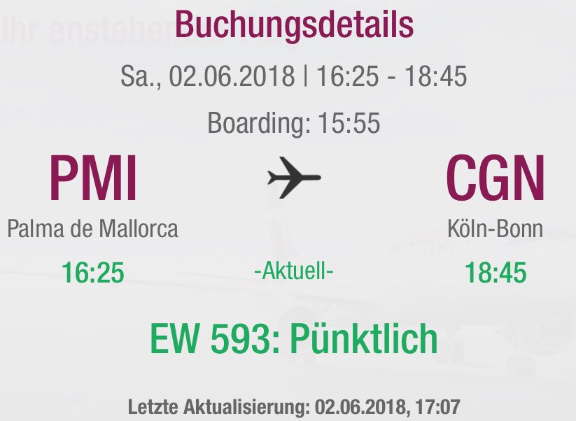 heptop's tweet photo. Hallo @eurowings, #ew593 wird mein Lieblingsflug. Eure Informationspolitik ist wieder ein Disaster: Flugzeug steht am Boden mit bereits 40min Verspätung, eure App sagt der Flug sei pünktlich...😡 https://t.co/ideGyaJnSA