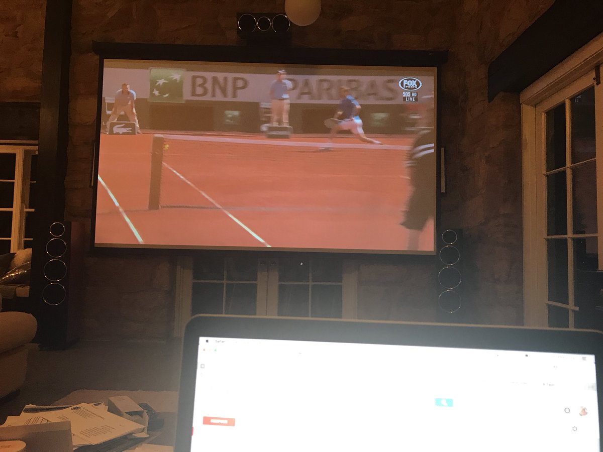 juliemathers's tweet photo. My Saturday night/ Sunday morning involves Roland Garros and work. #startuplife #workforyourself #worklifebalancetheysaid https://t.co/vZ4qOBH83u