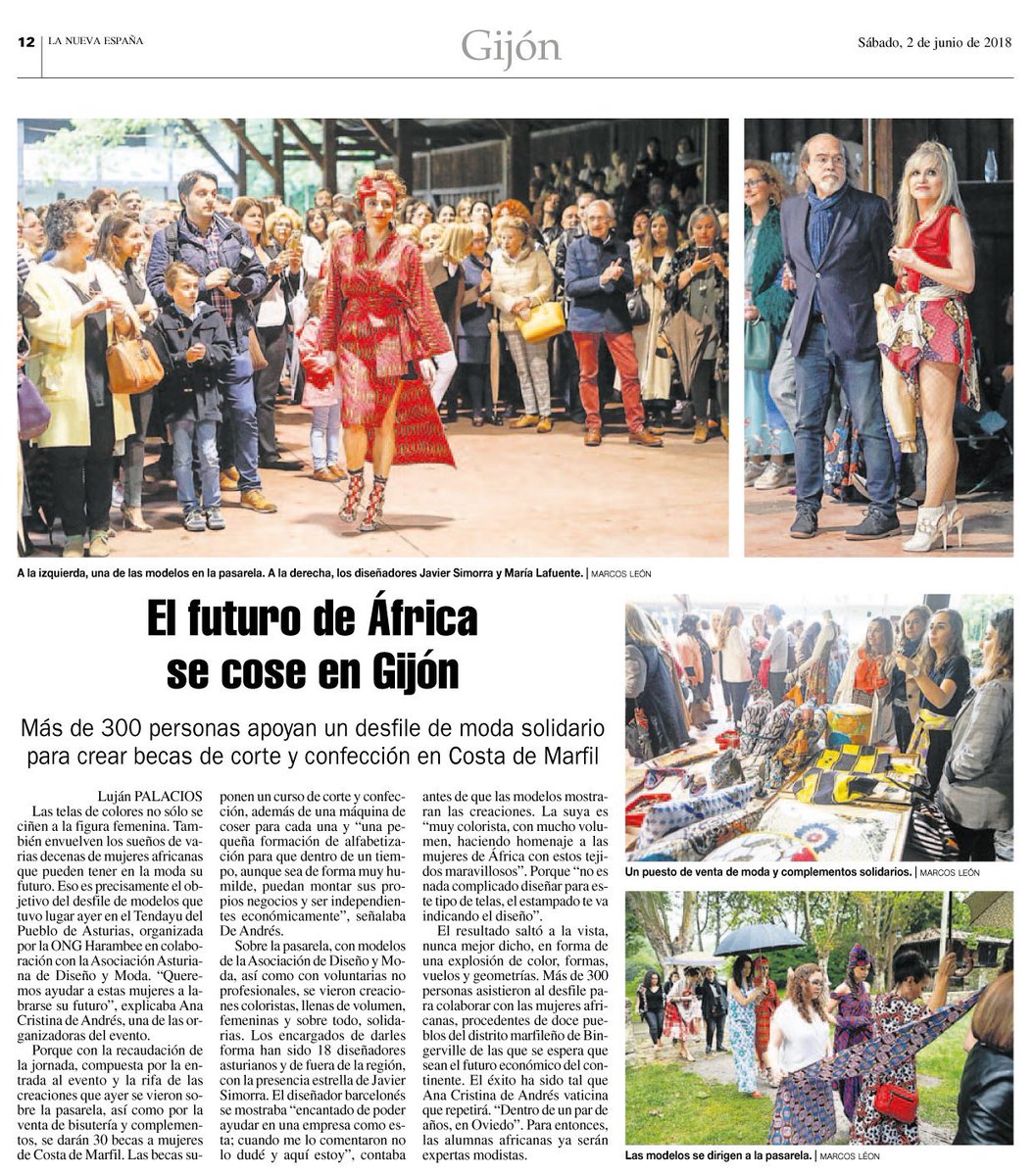 El futuro de #Africa se cose en #Gijón 💃😉🔝 #DiseñosQueCambianVidas #ComunicarAfrica #ModaAsturiana vía <a href="/lanuevaespana/">La Nueva España</a> lne.es/gijon/2018/06/…