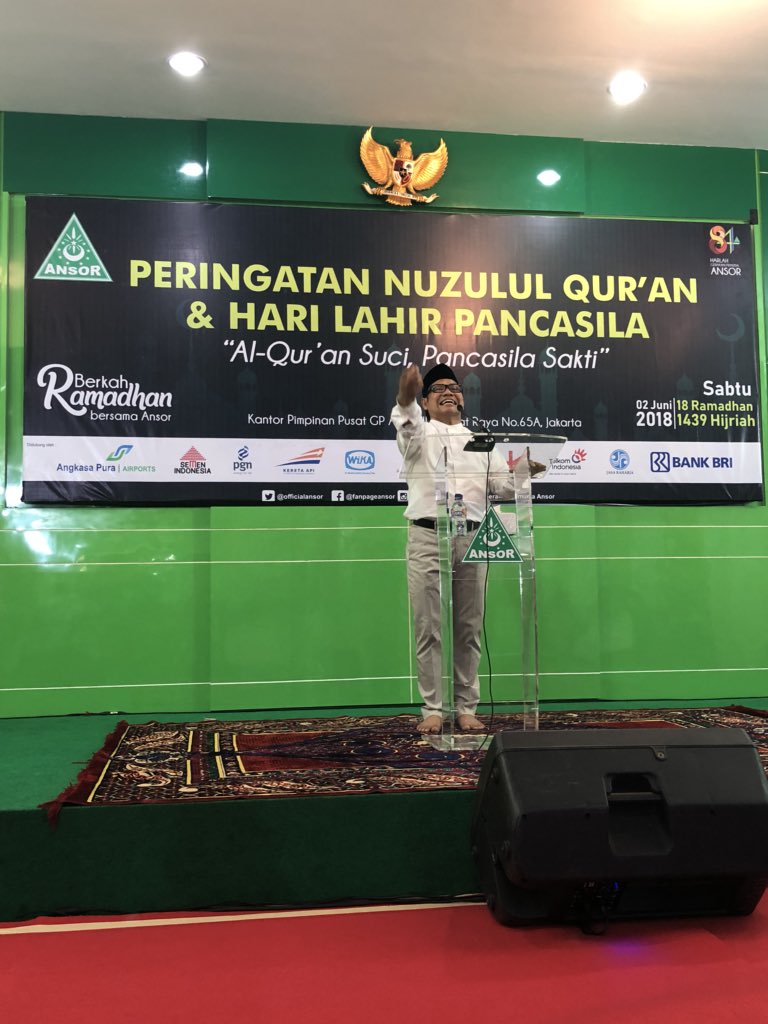 Majunya <a href="/cakimiNOW/">A Muhaimin Iskandar</a> sebagai cawapres adalah utk mendorong pelibatan NU lebih dalam pembangunan bangsa dan negara #AnsorNuzululQuran
