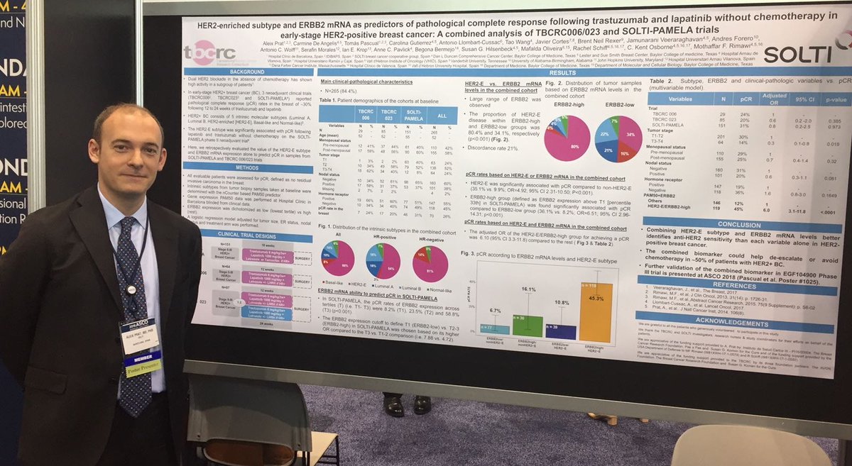 _SOLTI's tweet photo. Now at #ASCO18: HER2-enriched subtype and ERBB2 mRNA as predictors of pathological complete response following trastuzumab and lapatinib without chemotherapy in early-stage HER2-positive breast cancer: A combined analysis of TBCRC006/023 and PAMELA trials. https://t.co/wPIcEF7oF7