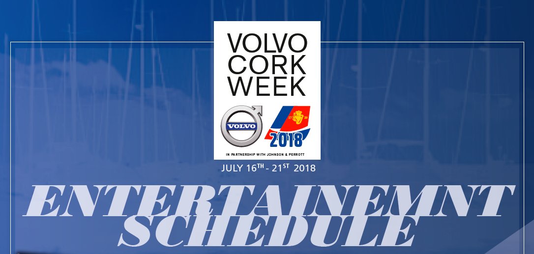 corkweektweet's tweet photo. ANNOUNCING our fun filled Volvo Cork Week 2018 entertainment line-up!
Find out more at https://t.co/BqjyAsE8dB #VCW18 #Cork #sailing https://t.co/AcEtsTeUoU