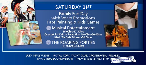 corkweektweet's tweet photo. ANNOUNCING our fun filled Volvo Cork Week 2018 entertainment line-up!
Find out more at https://t.co/BqjyAsE8dB #VCW18 #Cork #sailing https://t.co/AcEtsTeUoU