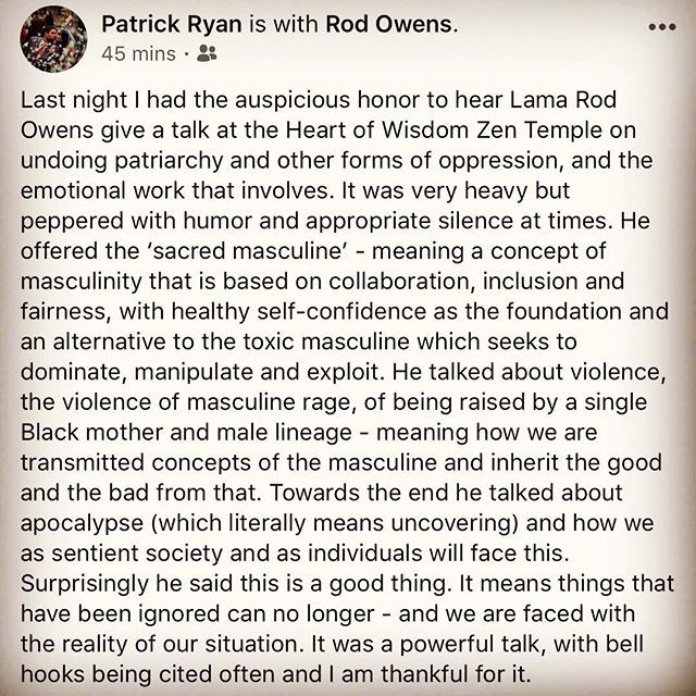 LamaRod1's tweet photo. So appreciate this reflection. The work is hard. Oppression is pervasive. We are all confused but we have to keep trying to get free. #radicaldharma #lamarod #lamarodinportland #undoingpatriarchy https://t.co/3PrIVw7Uux https://t.co/PD3AxIZ6dm
