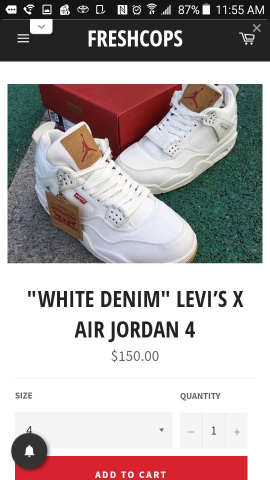 FreshCopss's tweet image. 🚨"White Denim" Levi's X Air Jordan 4
❗Release Date: June 20th, 2018
Retail Price: $220
Slot Fee: $150
Buy Now: freshcops.com/collections/jo…
#Jordan4 #AirJordan #Levi