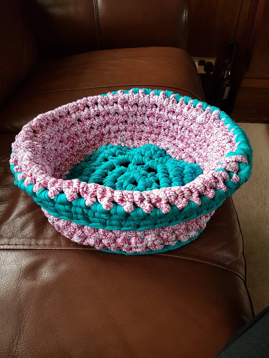 1st #crochet basket using #Hoooked yarn <a href="/zpagetti/">hoooked zpagetti</a> #crafting