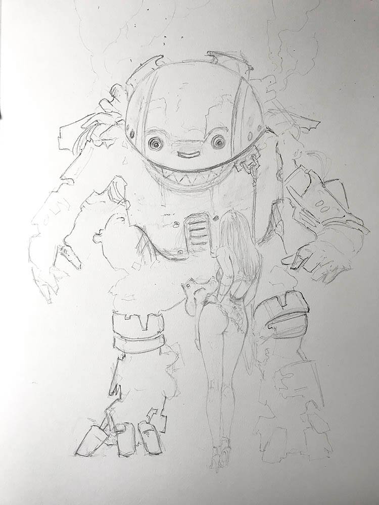 toys pencil drawing