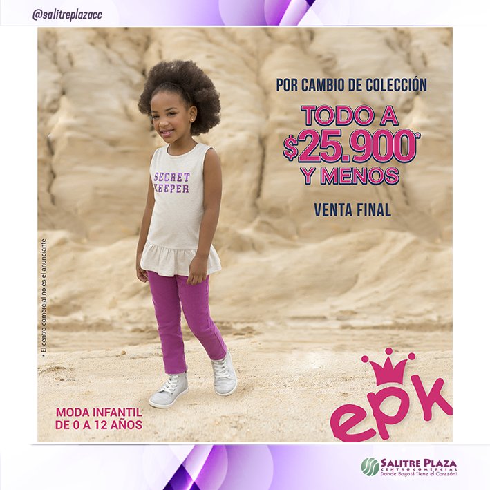 salitreplazacc's tweet photo. Disfruta de tus mejores momentos con tu #LookEPK, tenemos todo a $25.900 y menos. Moda infantil de 0 a 12 años. Válido hasta el 5 de Junio de 2018 y/o hasta agotar existencias.  Términos y condiciones en  https://t.co/uSljwSrN9C https://t.co/lDlt3WCOtV