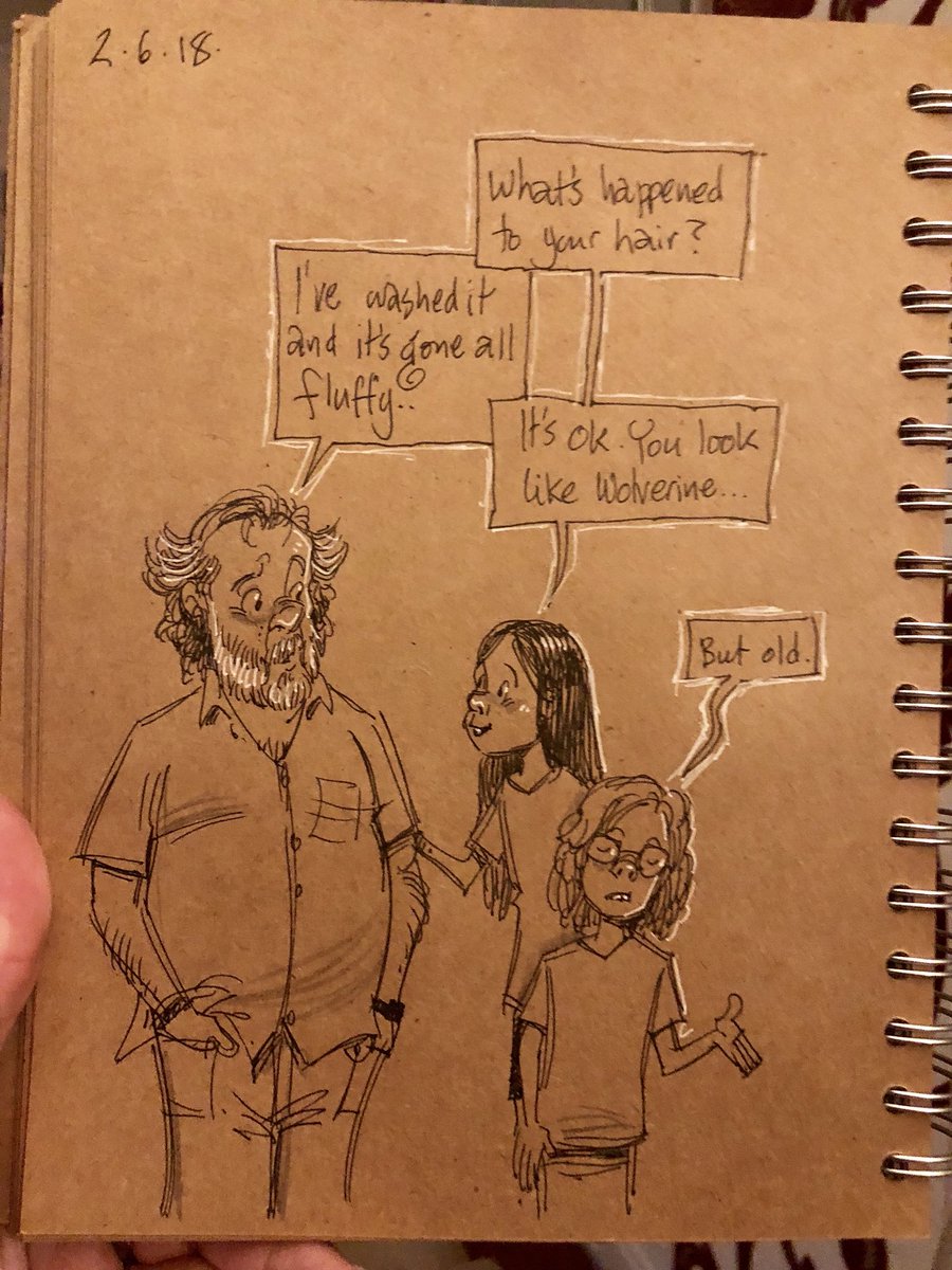 GaryScribbler's tweet photo. Just for a moment I was @RealHughJackman - just for a moment. Trust my kids to keep my feet firmly on the ground! #doodleaday #widowerlife https://t.co/SptdImhZEE