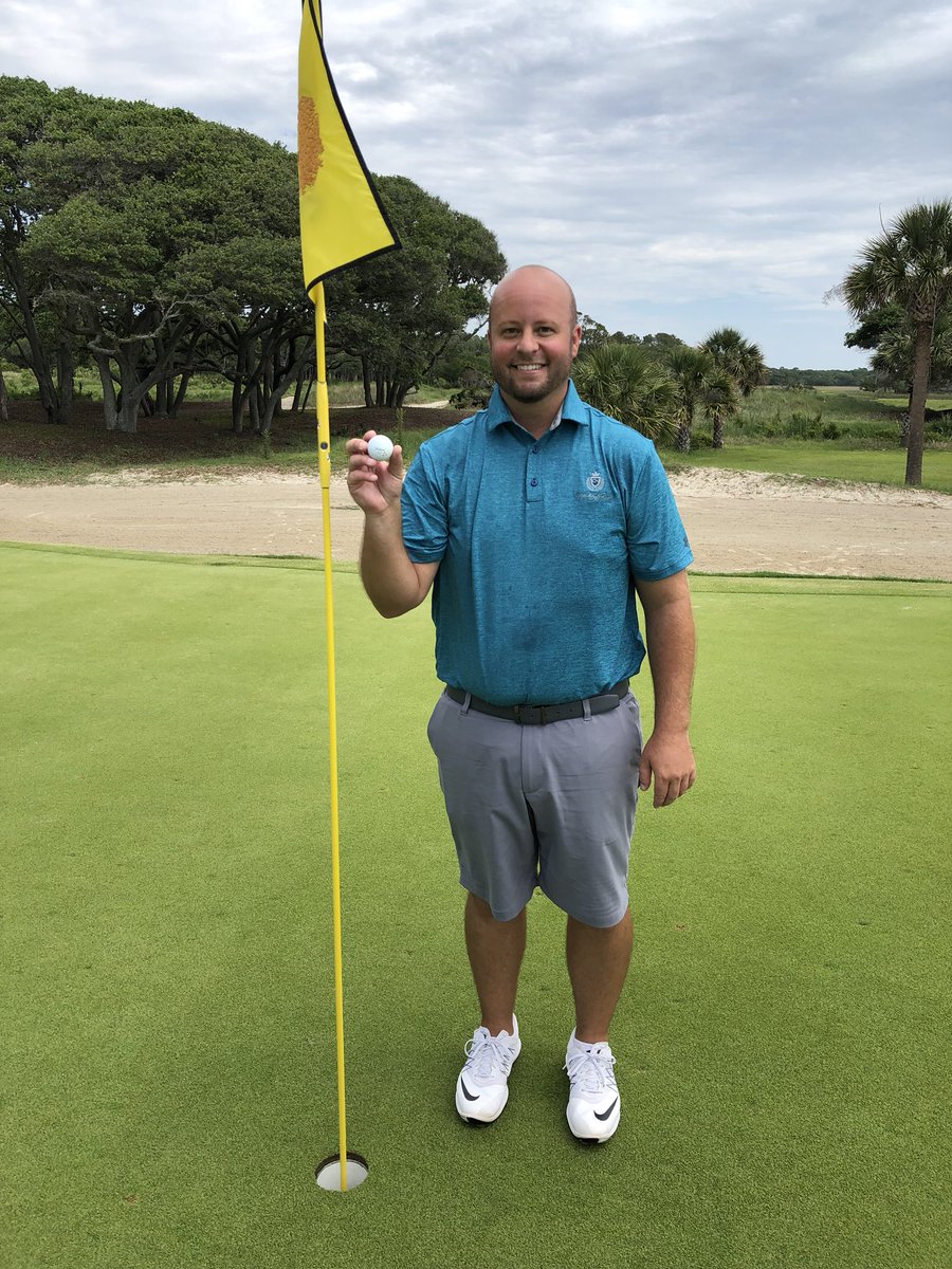 cmsigler7's tweet photo. Little gem at The Ocean Course @kiawahresort today. In honor of my two favorite podcasts @NoLayingUp and @Tour_Junkies. #FirstEverAce #Hole8 #OneSwing #DontTouchThePin @Titleist https://t.co/7QKmsSwaTZ