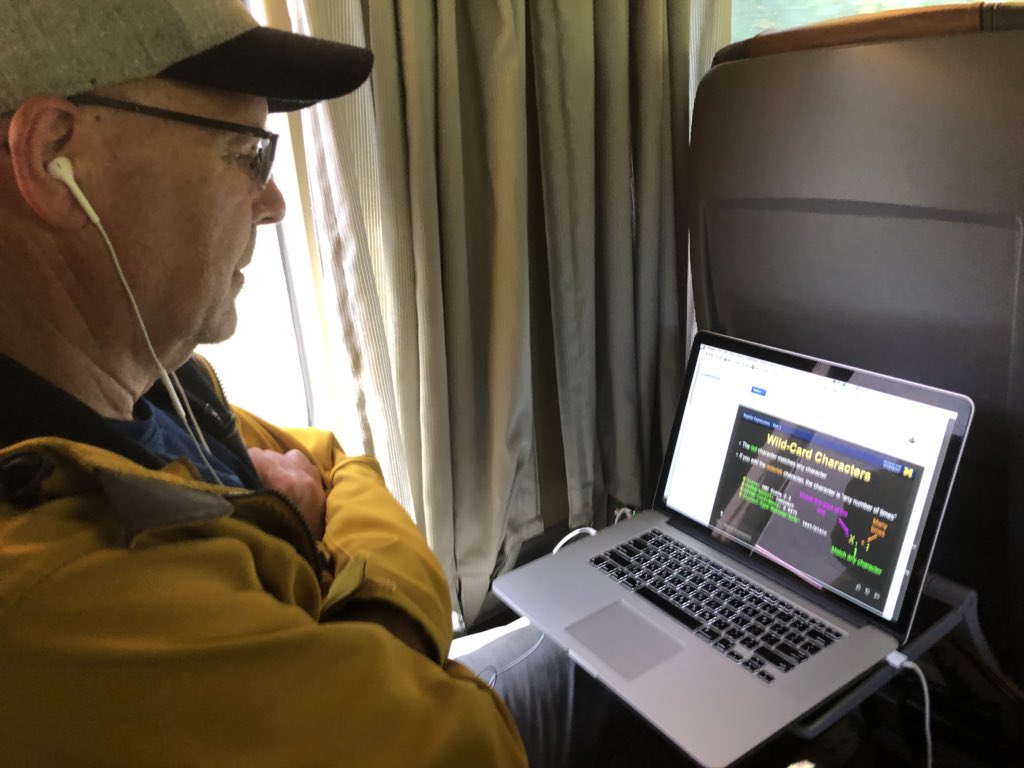 drchuck's tweet image. EdTech #inception - @arwhyte watching my @coursera MOOC whilst I code on tsugi.org #CodingOnATrain