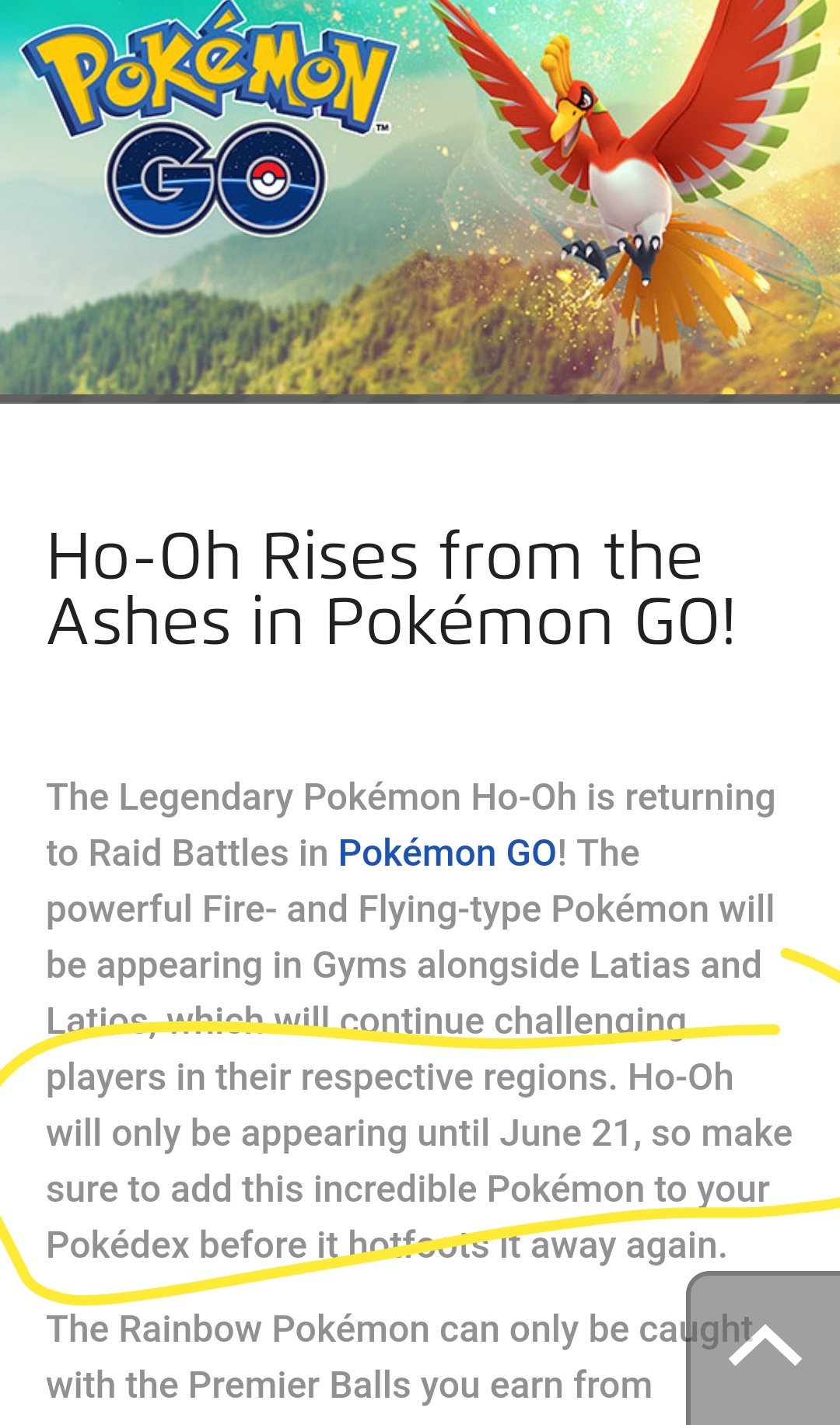 Pokémon GO  Ho-Oh pode ficar disponível por mais tempo [RUMOR] - NerdBunker