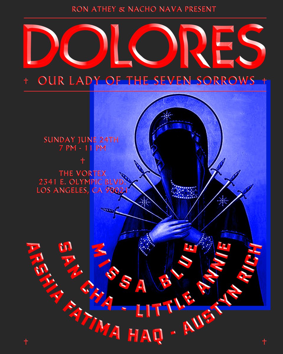 restlessnites's tweet photo. Infamous exteme artist @Ron_Athey_2 and @stfunacho bring together a group of artists for “Dolores”, a hypnotic piece featuring sword swallower @missa_blue, ranchera vocalist @San_Cha, NYC legend @littleannieb and more.

More Info ➜ https://t.co/Wn8eb1OiQw https://t.co/JBlMz2qmDA
