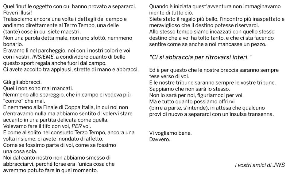 La_Bianconera's tweet photo. #Mentalità! Il fortissimo @BresciaCF (#BresciaFemminile), che in questa stagione si è giocato lo scudetto con le #JuventusWomen, sta (assurdamente!) fallendo. Da due gruppi di tifosi juventini (@JWS_Italia) e bresciani (#MioBCF) arriva un bellissimo insegnamento. Per tutti. 👏👏 https://t.co/ngtuA0FBgw