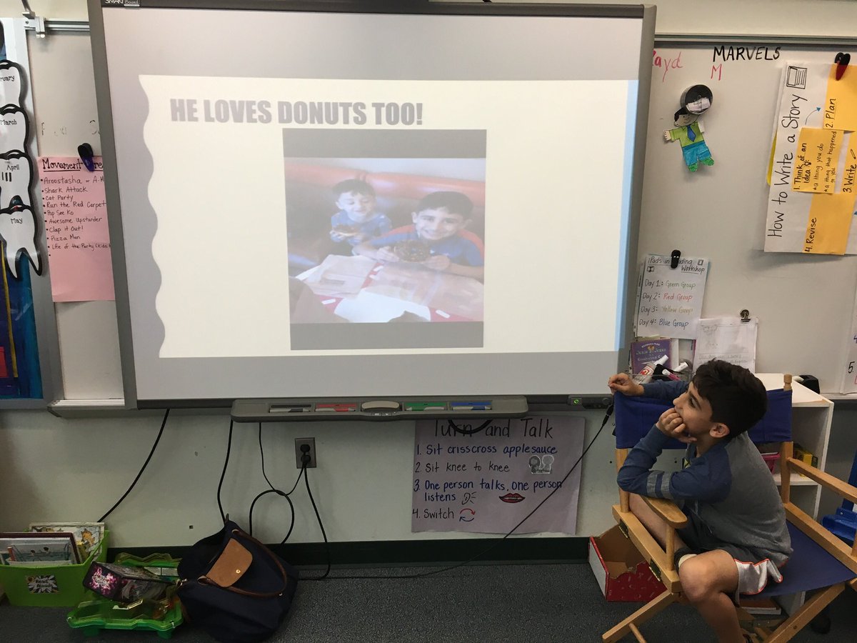 1MissM1's tweet photo. John was the VIP last week! It was so fun learning about all of his favorites! ❤️🍩💙#knightsrock https://t.co/u6oDTMW2bS