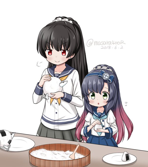 #艦これ版深夜の真剣お絵描き60分一本勝負
#艦これ版真剣お絵描き60分一本勝負_20180602
#松輪
#磯風
おにぎりにぎにぎ 