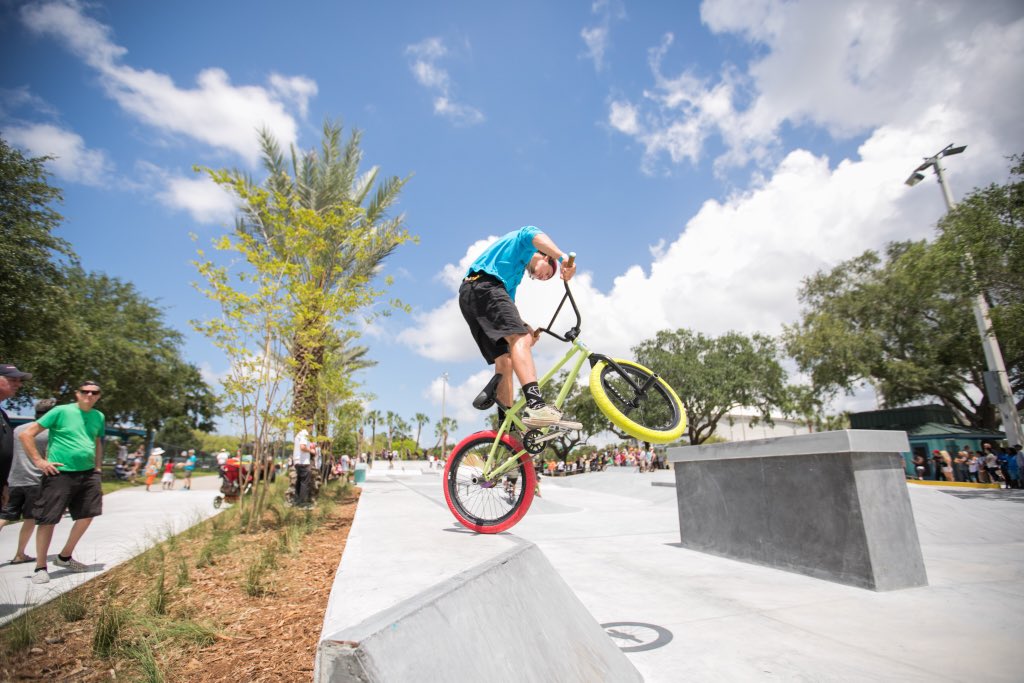 StPeteFL's tweet photo. Today, the St. Pete Regional Skatepark had its grand opening. We’re thrilled to welcome the largest skate park in the Southeast to the #SunshineCity! #SunShinesHere https://t.co/0MXB34Tlsi