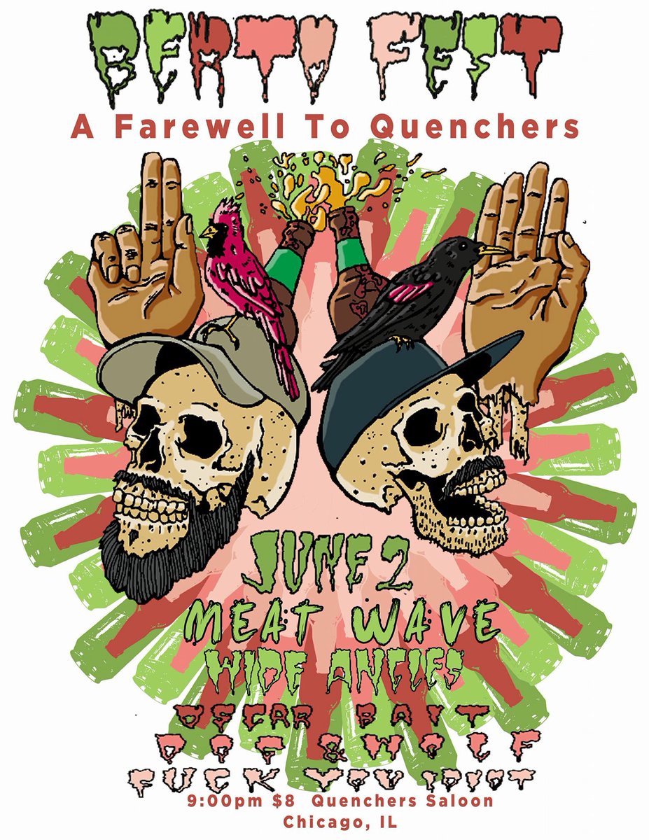 DogandWolfMusic's tweet photo. Our final show at @QuenchersSaloon is tonight and features a bunch of bands that have never heard of Twitter! But we see you, @meatwaveband...😉 https://t.co/OZeZdzLkBK