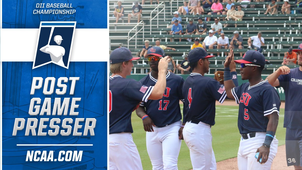 NCAADII's tweet photo. Tune in for the post-game press conferences at the link below! #D2Baseball #MakeItYour #NationalChampionshipGame 
https://t.co/fax98AIjwp https://t.co/iHZpNnSQC3