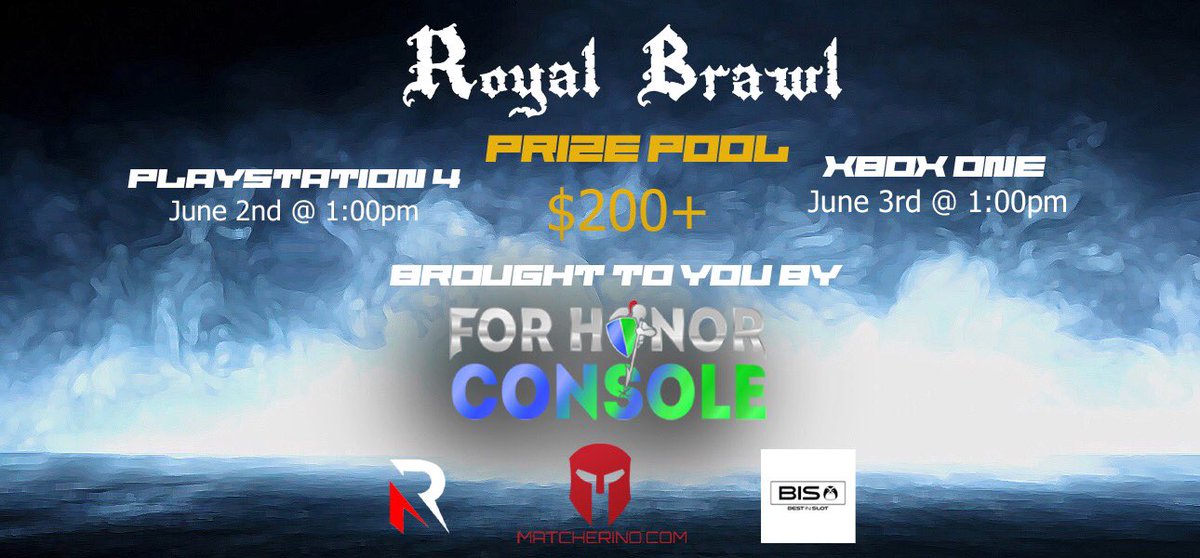 LightBoogey's tweet image. LIVE🔴

The $100 @ForHonorConsole 2v2 PS4 Semi-Finals and beyond start now! 

Donate to our prize pool for free by using code: royalbrawl  matcherino.com/tournaments/11…

Thank you to our Sponsors: @BestInSlotCo and Team Revenant for supplying the base prize! 

twitch.tv/lightboogey