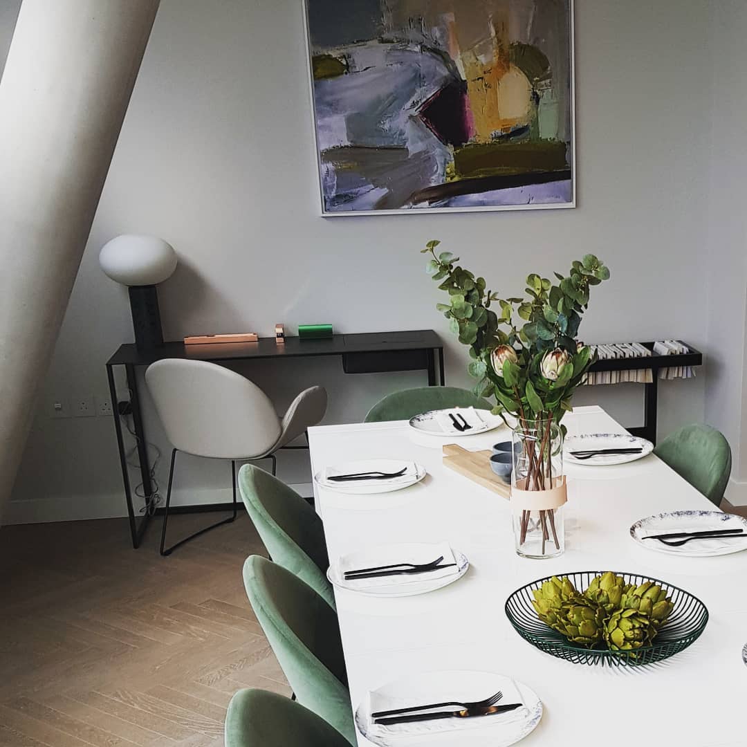 HarrisHomeUK's tweet photo. The dining area in completed show apartment at @twofiftyoneLDN Art by the very talented @ben_lowe_artist https://t.co/xmJVcbt1zu