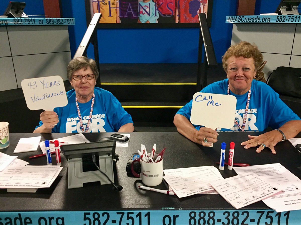CrusadeChildren's tweet photo. Call 582-7511 or 888-382-7511 to change a childβs life! 100% for the kids! 65th #WHASCrusade LIVE on @WHAS11 & @#840whas https://t.co/G9kCkihyBJ