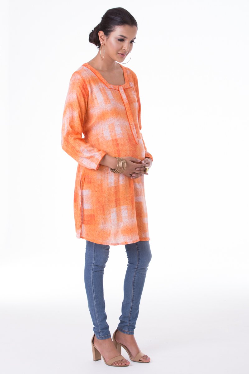 Want a #fresh look for #spring? This orange and white #kurta #top will keep you cool and looking incredible. #MaternityWear for #ModernMums; it’s comfortable and glamourous. Our new website is coming soon, so please do register your details at indimmama.com  😊