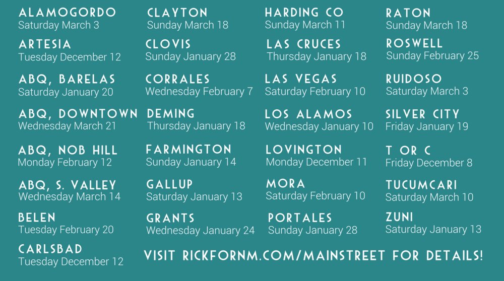 rickfornm's tweet photo. It's time for NM to value our local main streets & small businesses more than out of state corporations. Rick's #MainStreetTour provided specific insights to create jobs and keep our children from leaving NM. #RickforNM #rural #NMDEMS #nmpol #GOTV https://t.co/WQo123QmhL https://t.co/sKYE26ubXc