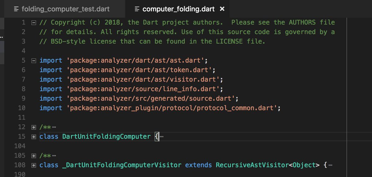 Spytte ud beviser forening Dart & Flutter for VS Code Twitterissä: "Code folding was previously done  by VS Code based on indenting, which fell down in a number of places. From  v2.13 folding is handled by