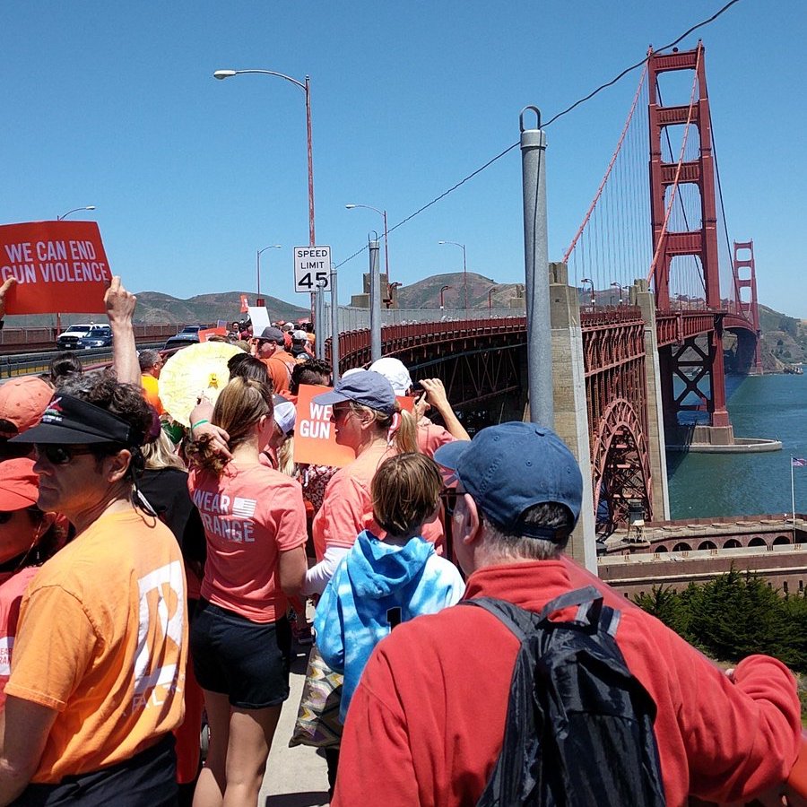 From sea to shining sea.
#WearOrange demonstrators are marching all across the country!
From the Brooklyn Bridge to the Golden Gate Bridge.
#NationalGunViolenceAwareness #MarchForOurLives 
#WearOrangeDay #BrooklynBridge #goldengatebridge #NoRA #EndGunViolence