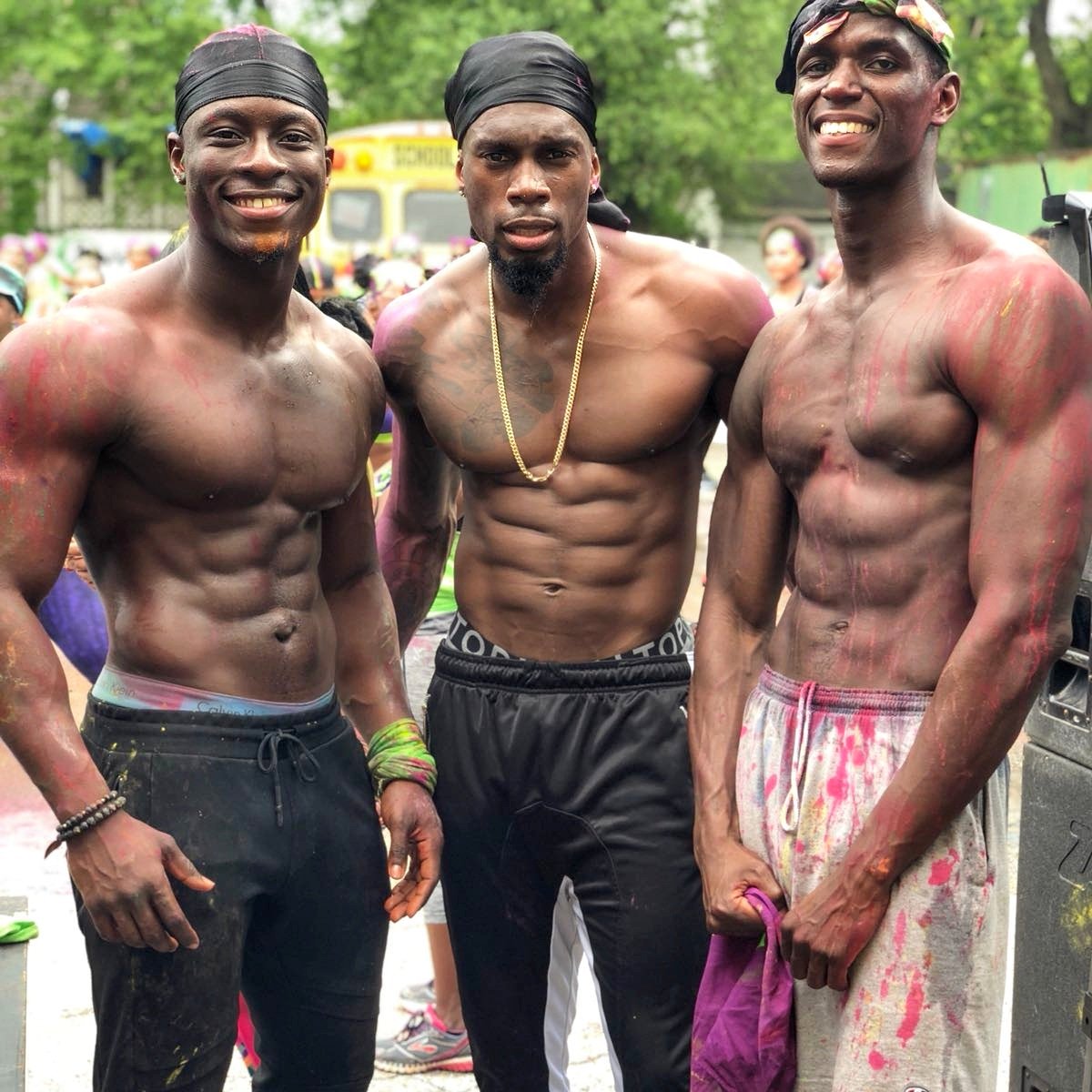 Scott_Burnhard's tweet photo. " When 3 Black #Fitness kings LINK UP....." 🇬🇭🇬🇩🇯🇲📸
@Hurricane_gh , @KEVINCROWNMUSIC &amp; #Burnhard taking over @wotlessworkout  Fete☀️🔥
#blackings #wakandaforever #nyc #melanin #abs #fitness #workout #Fete #jouvert #wakanda  #jamaica #grenada #iamwotlessjfx #melaninkings https://t.co/UCmm4fzUgN