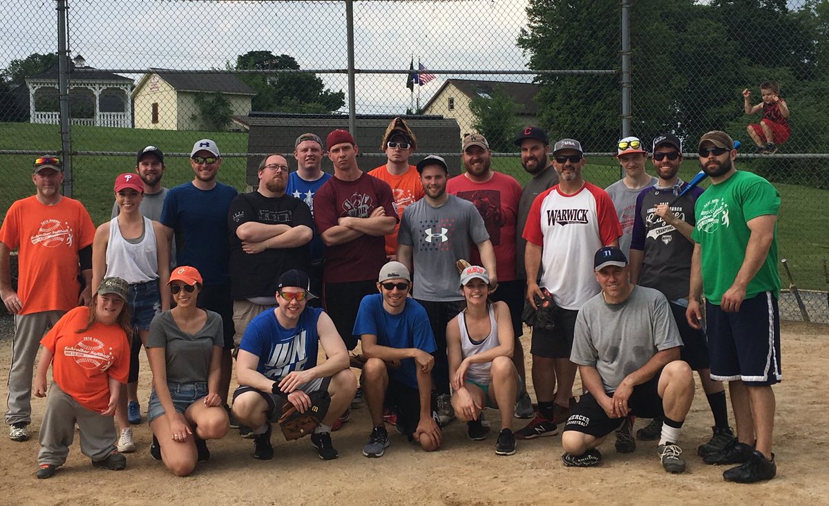 MurphysLawWGAL's tweet photo. So good to get together with the crew again one last time for the @SchreiberCenter charity softball tournament! @News11Sports @HollyHarrarTV @TaylorTosheff1 @JDBuffone @BrendonLeslie @Clandersman7 @BRCTV11 https://t.co/jnfo3db0vA