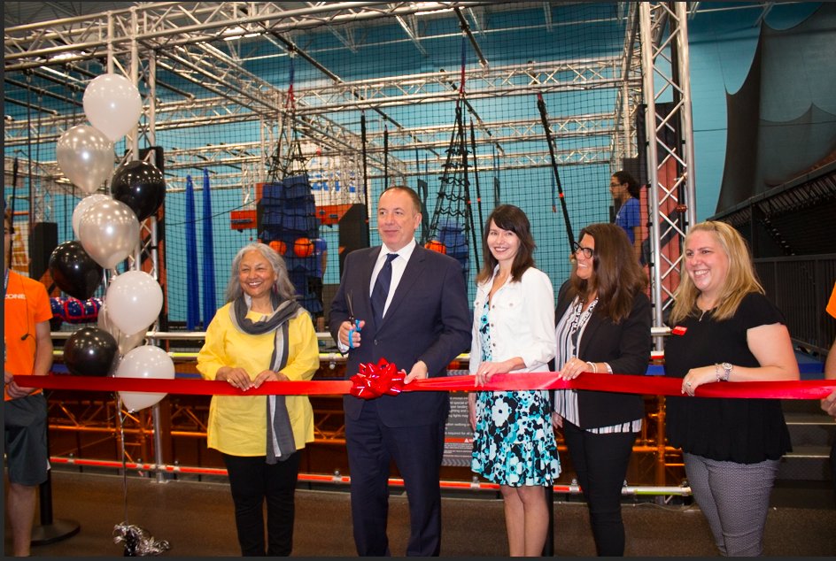 SkyZoneVaughan's tweet photo. #WarriorCourse is now officially open! Thank you Mayor Maurizio Bevilacqua @mbmayor , Regional Councillor Sunder Singh @sundersingh_lrc and all our other guests for coming to celebrate! #Warriorcoursegrandopening #nowopen  https://t.co/aicek9Jkvp https://t.co/sHzsEk2izm
