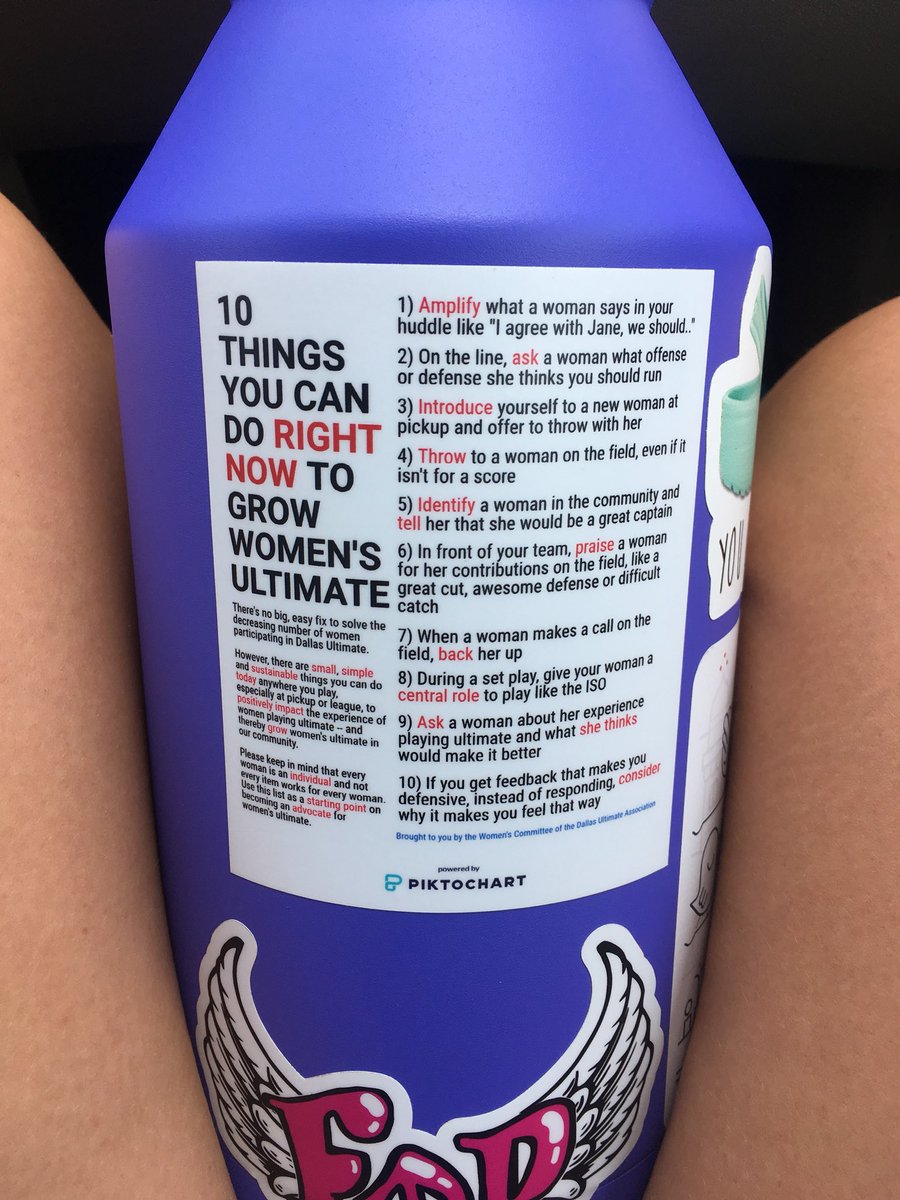walshklwx's tweet photo. Shout out to @DFWUltimate for these SICK stickers!!! 

Now everyone can read how to promote gender equality in ultimate while I’m playing on the field! https://t.co/LIomLmfV5z