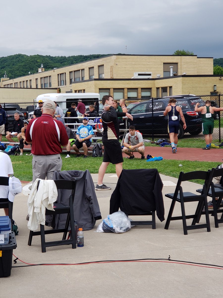 Crusaders_FB's tweet photo. Former @Crusaders_FB OL @Mark_Luebke wins his flight in shotput  at the @wiaawi State Track and Field Championships. Breaking his own School Record with a throw of 50'10.25"! #YouGoWeGo #HoldTheRope  #CrusaderPride https://t.co/8w9vhxCCaY
