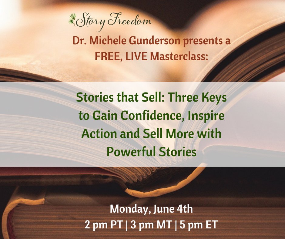 Mmgunderson's tweet photo. Stories that Sell:  Three Keys to  Gain Confidence, Inspire Action and Sell More with Powerful Stories. FREE, LIVE Masterclass on June 4. Register at https://t.co/2kcPzbGL4b #storyfreedom #storiesthatsell https://t.co/FKojEkkntC
