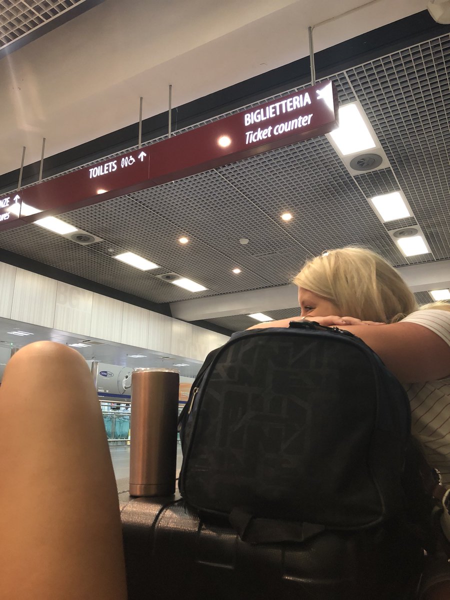 CaitlynKlemme's tweet photo. First we went to the wrong airport, spent $250 on a taxi to rush us to the other airport to avoid missing our flight, got to the airport and found out our flight was cancelled in April but no one told us. Talk about stressful #ABNRISKuwlax #2018ldv @uwldolcevita https://t.co/7lo9QtL0CJ