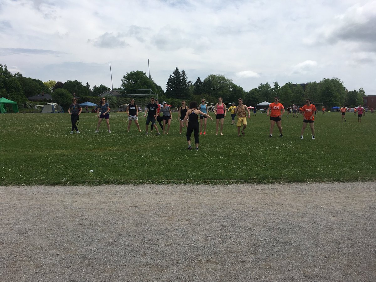 pfrelay's tweet photo. PF’s traditional relay activity, ZUMBA!!💃🕺 So much fun, &amp; thanks to Mme. Clarke for her amazing moves👍🏼🎗#relayforlife2018 https://t.co/QNwh38WY12