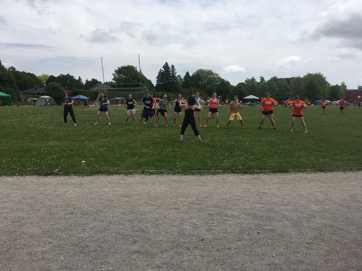 pfrelay's tweet photo. PF’s traditional relay activity, ZUMBA!!💃🕺 So much fun, &amp; thanks to Mme. Clarke for her amazing moves👍🏼🎗#relayforlife2018 https://t.co/QNwh38WY12
