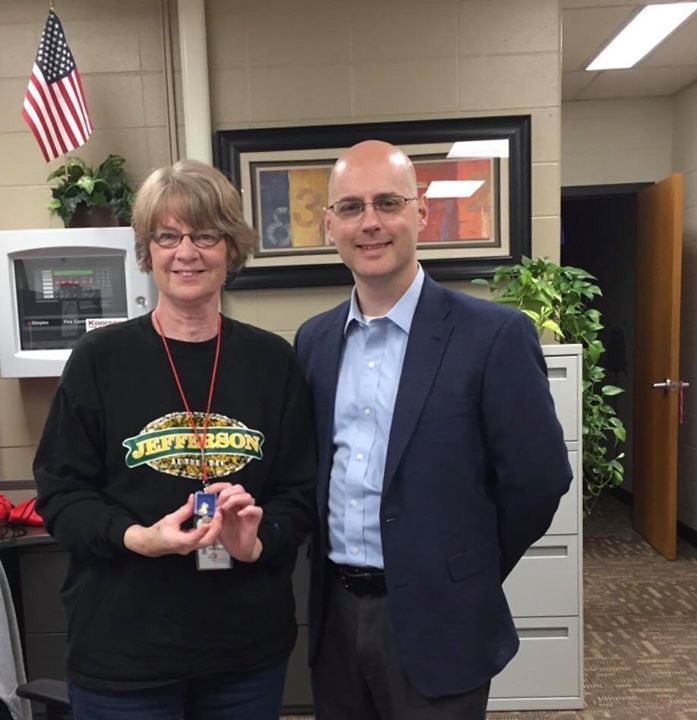 JeffersonPCSC's tweet photo. Thank you Mrs. Barker for 25 years of loving Jefferson Elementary School and taking good care of our families and staff! #JeffersonPCSC #PCSCweCARE https://t.co/MCVnviEZF1
