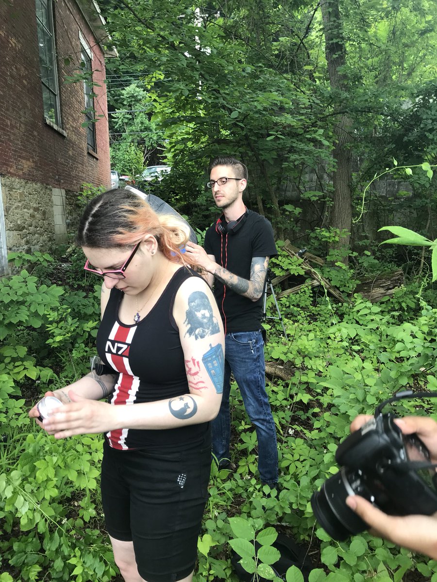 SinisterDreamPR's tweet photo. Some behind the scenes teases of our upcoming skit, Spector Quest. #filmmaking #pittsburghfilm #indiefilm #madeinpittsburgh https://t.co/KmBDnQK8Am
