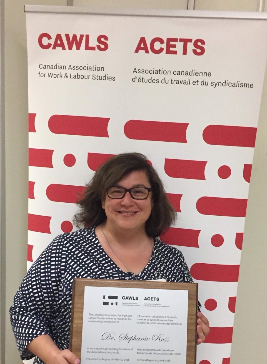 MacLabour's tweet photo. Congrats to our @stephross_mac, who was honoured for her outstanding contribution as @CAWLS_ACETS founding president in its first five years #canlab #LabourStudies #CongreSSH2018 https://t.co/wy2zv7oIVV
