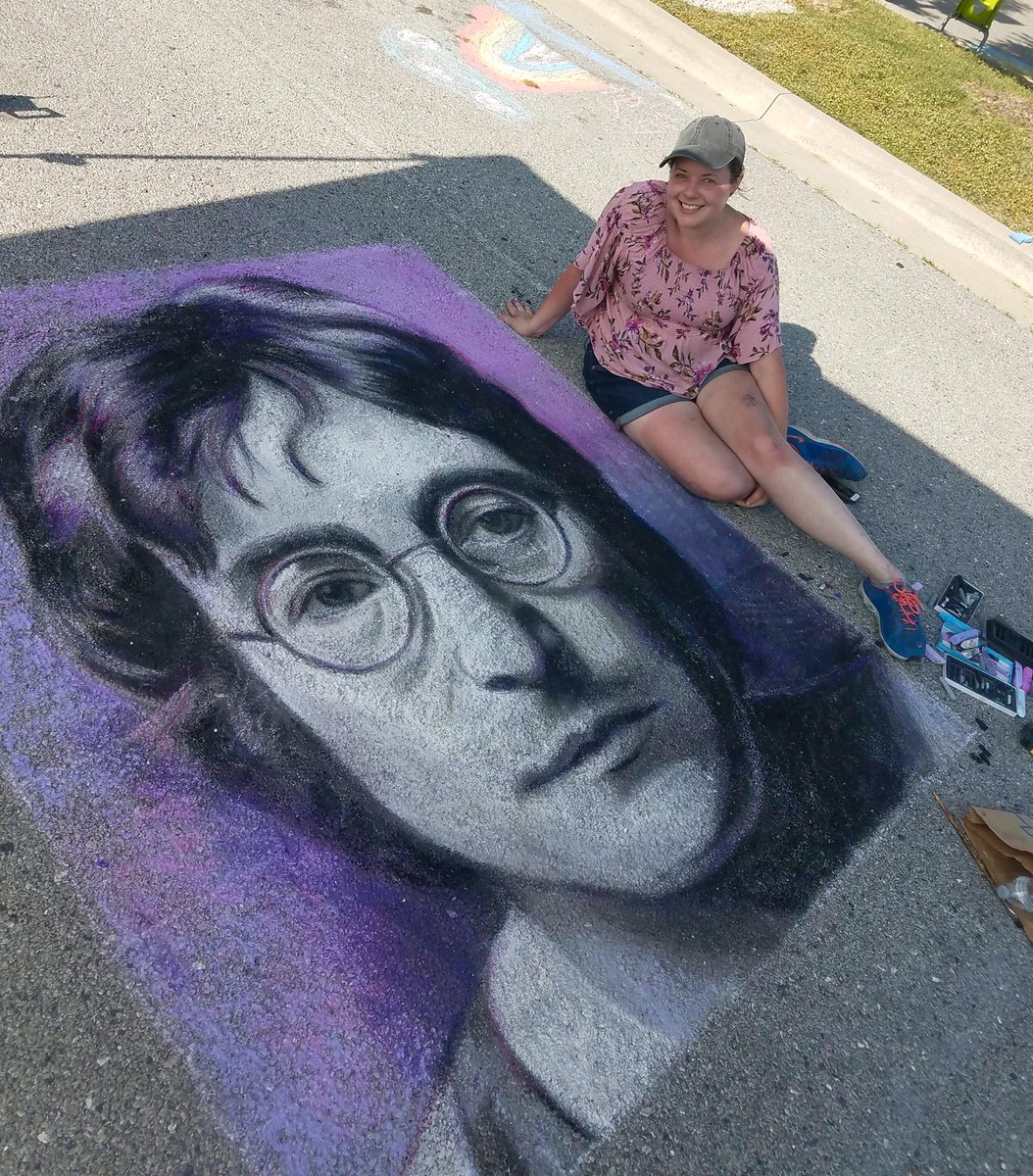 ChristieSnelson's tweet photo. I won first place in the adult category at the 3rd Annual Chalk Arts Festival yesterday with this portrait of @johnlennon! #chalkart #johnlennon https://t.co/SjEziE05ln