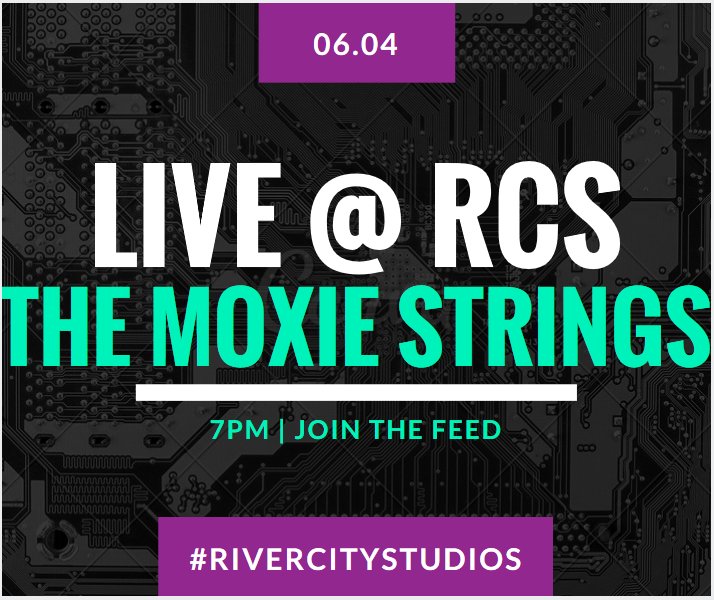 RiverCityLtd's tweet photo. We're excited to announce the launch of our new show: River City Studios  Live!!! We'll have @TheMoxieStrings in Studio A! Join the live feed  from our FB page! @roydw @KKBamBamGo https://t.co/11ddNHv54M