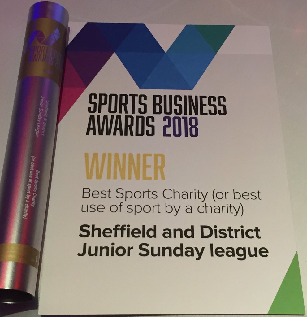 SDJSFL's tweet photo. The League  is over the moon to have won the Sports Business award for its partnership with the Children’s Hospital. The main outcome is that every player in this league (12k+)has supported the charity and potentially saved lives.  #SBA2018 https://t.co/uuW2NhVoXo
