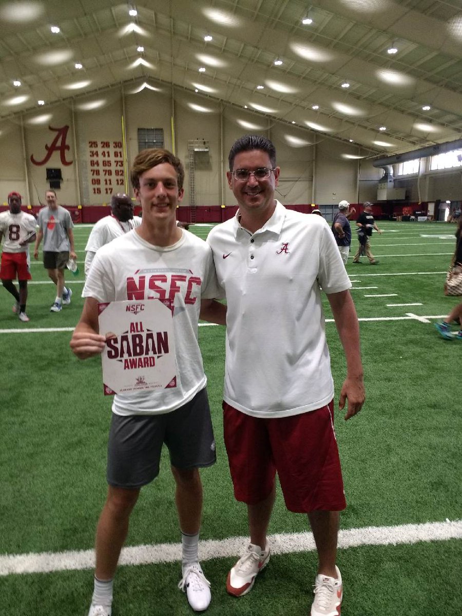 Thank you to <a href="/CoachJeffBanks/">Jeff Banks</a> for the invite to <a href="/AlabamaFTBL/">Alabama Football</a>  Kicking Camp.  Honored to receive an All Saban Award at camp. #RollTide  <a href="/KohlsKicking/">Kohl's Kicking Camps</a> <a href="/Chris_Sailer/">Chris Sailer Kicking</a> <a href="/Prokickercom/">Ray Guy Prokicker.com Kicking Camps</a> @KevinTimesRec <a href="/ARFBALLRANKINGS/">AR Football Rankings</a> @barclayalmanac