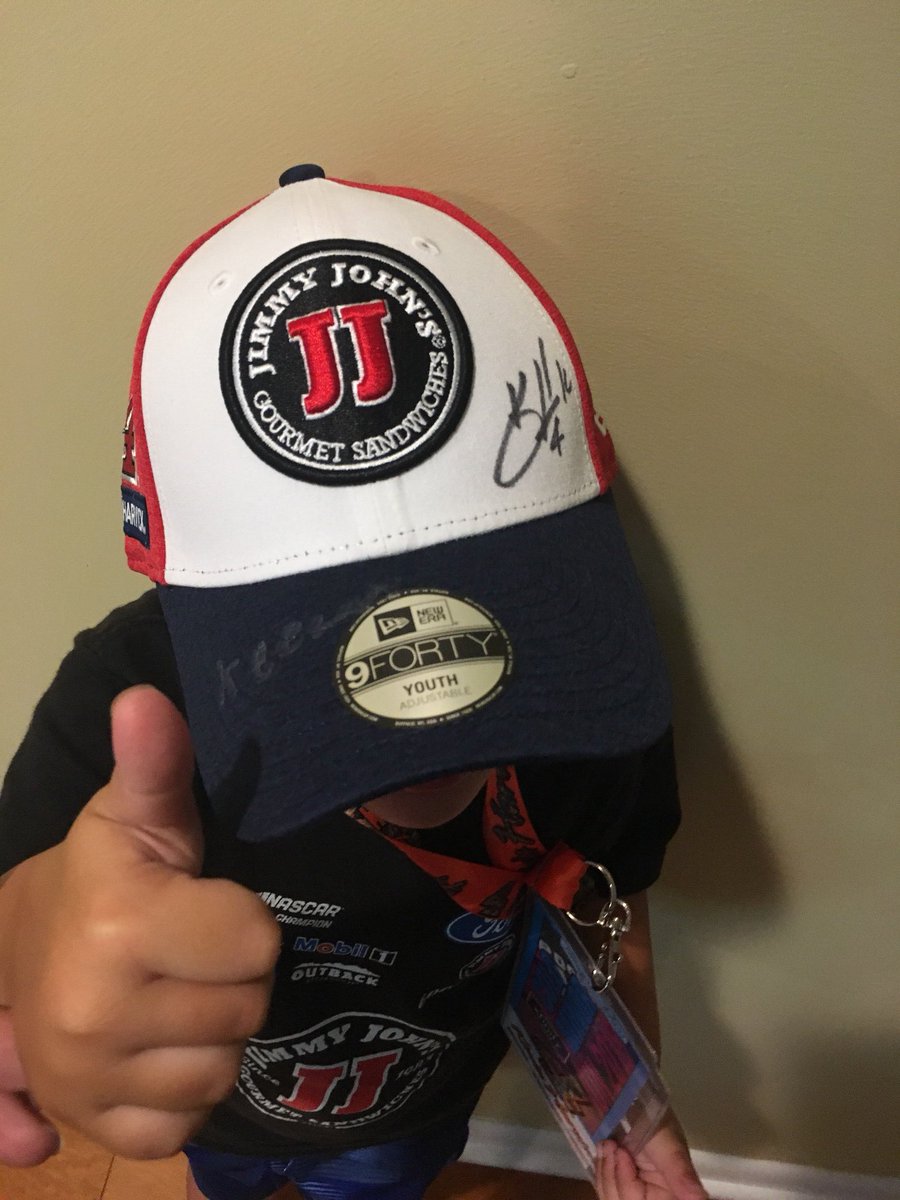 CMKummer's tweet photo. What a great surprise for Dillon @poconoraceway this weekend.  Not only did @KevinHarvick sign the hat but so did @KeelanHarvick!  Your biggest fan can’t thank you enough!  Good Luck tomorrow! @KummerElectric #Busch4TheWin #PoconoGreen250 #firstnascarrace https://t.co/Fyln3yfh7o