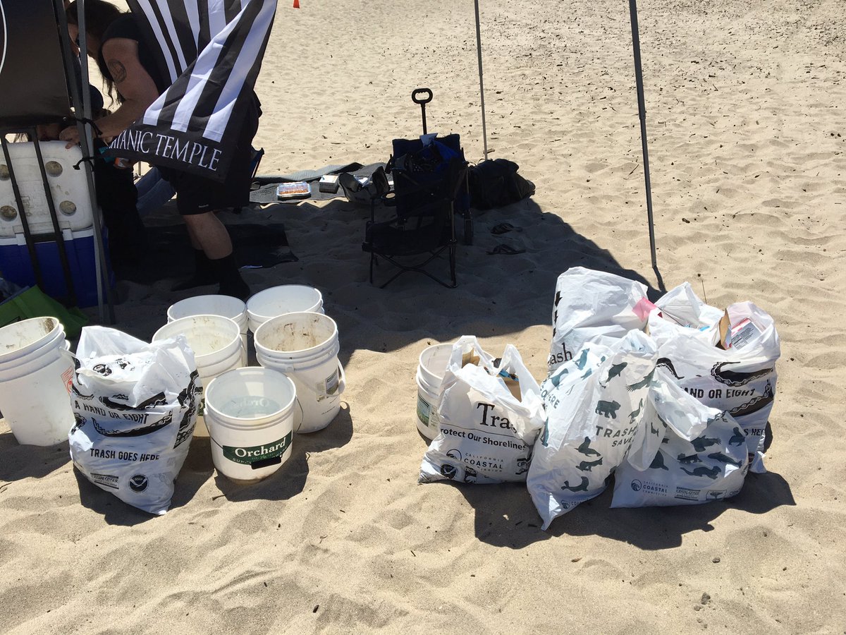 tstsantacruz's tweet photo. The Satanic Temple-Santa Cruz collected 23 pounds of trash today from Seabright beach. Hail Satan and clean beaches! https://t.co/xPnteT7BMB
